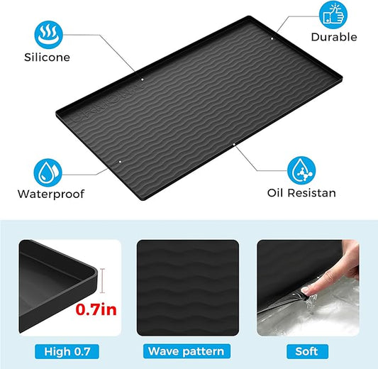 URMONA 22'' x 22'' Waterproof Silicone Under Sink Mat Cabinet and Counter Protector, Shelf Liner for Kitchen and Bathroom, Storage and Organizers, Litter Mat, Pet Cat Puppy Essentials(Brown)