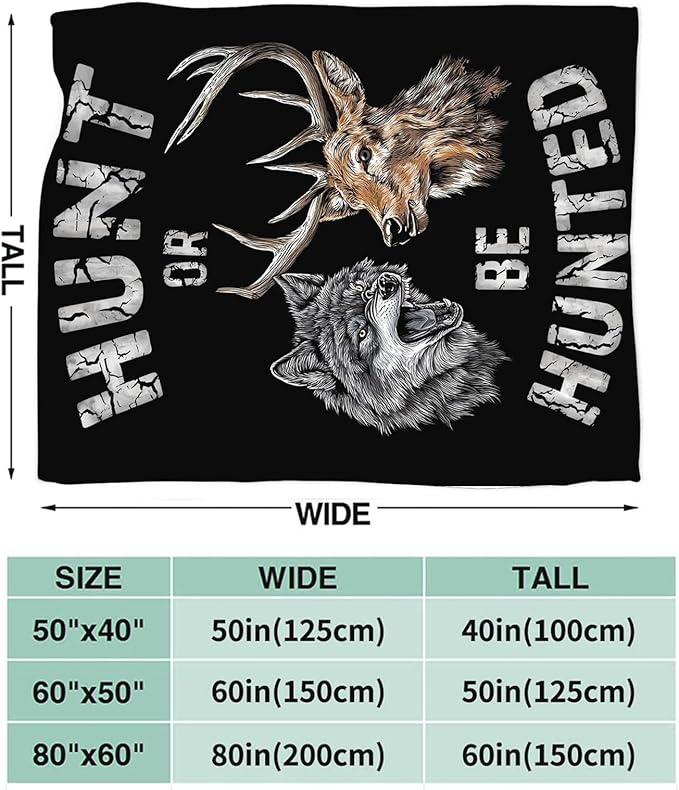 Hunting Blanket Gifts for Men Dad Wolf Deer Throw Blankets Cozy Plush Fleece Hunters Decor Flannel Fuzzy for Couch Chair Bed 50"X40"