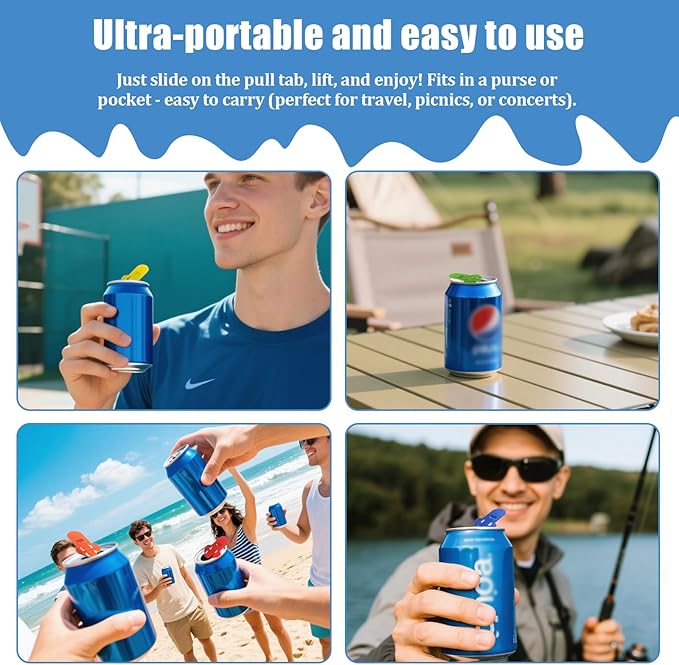 14 Pack Easy Tab Opener for Soda Cans 7 Colorful Easy Can Opener for Pop Coke Aluminum Beverage Drink Shields for Camping, Picnics, Bartenders & Seniors