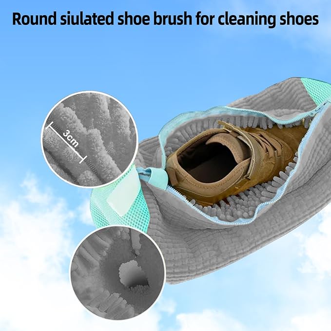 2-Packs Shoe Washing Bag for Washing Machine, Shoe Cleaning Bag for All Shoe Types,Laundry Shoe Bag for Washer and Dryer (glay)