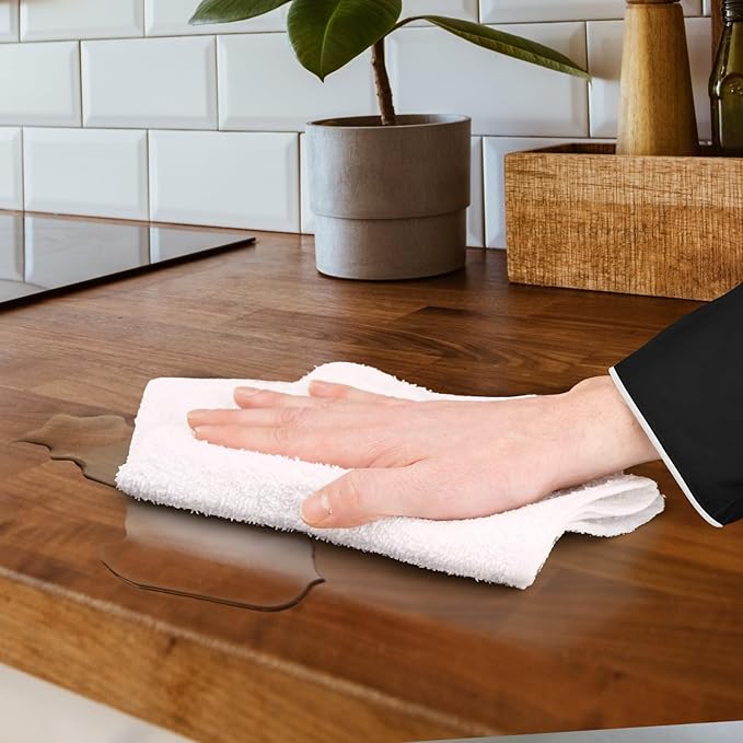 Avalon Towels Terry Bar Mop Towels (Value Pack of 60) Size 14"x17" – Absorbent and Durable, Multipurpose Cleaning Rags, Cotton Cleaning Cloths, Terry Cloth Rags, Reusable Shop Rag (White)