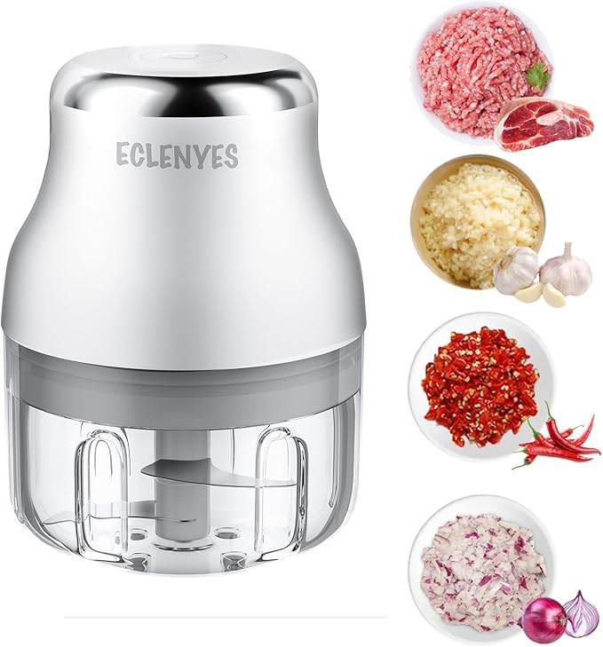 Vegetable Chopper, 100ML Electric Garlic Chopper, USB Rechargeable Mini Blender, Powerful Small Food Processor, Blender to Vegetable, Wireless Food Cutter for Ginger, Chili, Fruit, Meat, etc