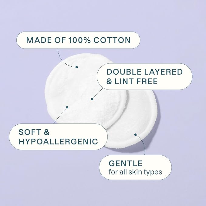 Cliganic Organic Cotton Rounds (500 Count) Makeup Remover Pads, Hypoallergenic, Lint-Free | 100% Pure Cotton (Packaging May Vary)