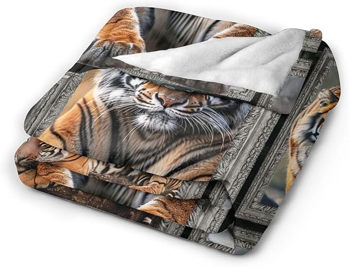Tiger Blanket Wild Animal Throw Blanket Cozy Plush Fleece Flannel Tiger Stuff Blankets Lightweight Fuzzy Gifts for Girls Boys Women Men 60"X50"