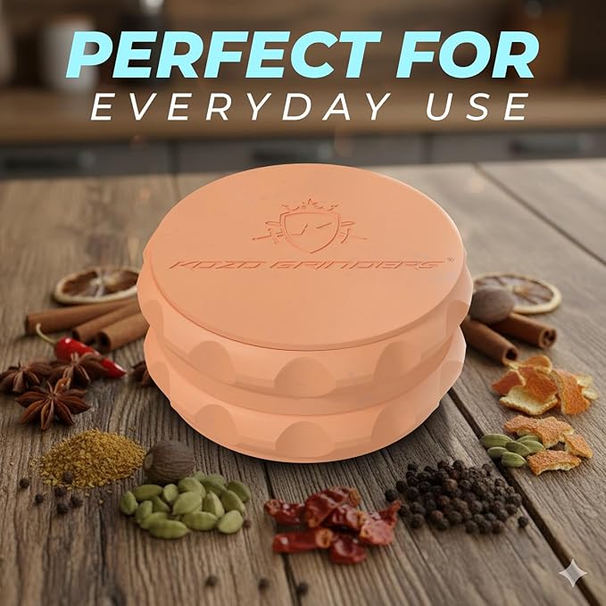 2.5" Spice Grinder 2-Piece, Strong Grip By Kozo. (Orange)