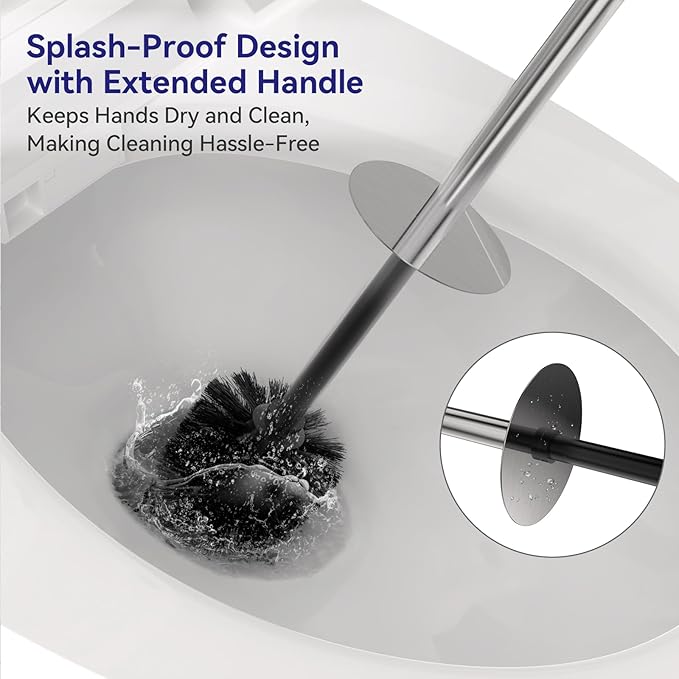 DOWRY Stainless Steel Toilet Bowl Brush and Holder for Bathroom Storage Organization Deep Cleaning Covered Brush Cleaner,Nickel Square