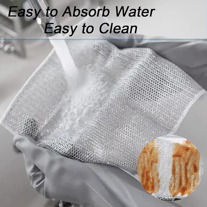 10 PCS Multipurpose Wire Dishwashing Rag for Wet and Dry,Non-Scratch Wire Dishcloth,Scrubbing Wire Dishwashing Rags,Time-Saver Kitchen Wipes Cleaning Cloths (Monolayer)