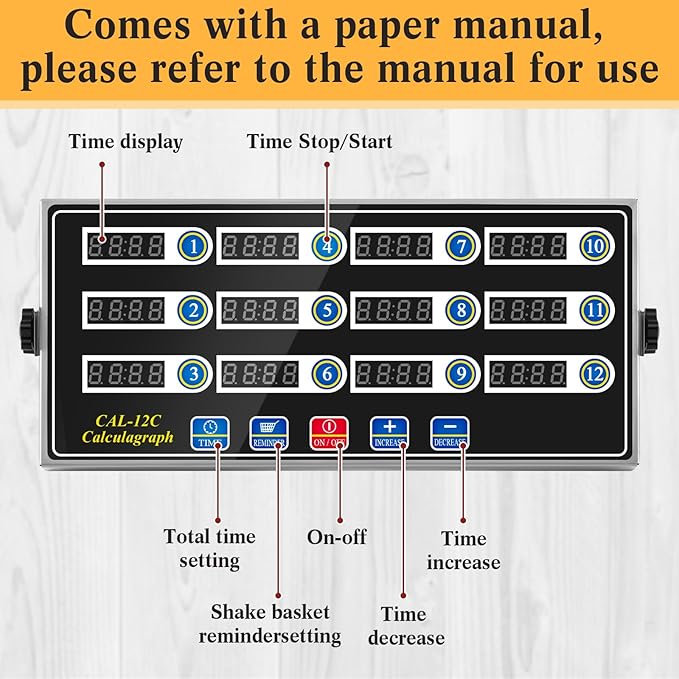 2 Pack 12-Channel Digital Kitchen Timer, Commercial Cooking Timer with Loud Alarm, Large LCD Display, for Restaurants, Baking, Labs, Multiple Independent Countdown Timers