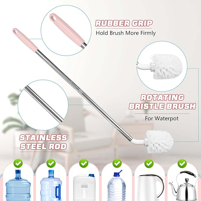 5 Gallon Water jug Cleaning Brush,2 Pack Bucket Brush, Kettle Brush, Cleaning Extra Long Bottles, 5 Gallon Jug Cleaner, Water Bottle Brush,Carboy Brush.