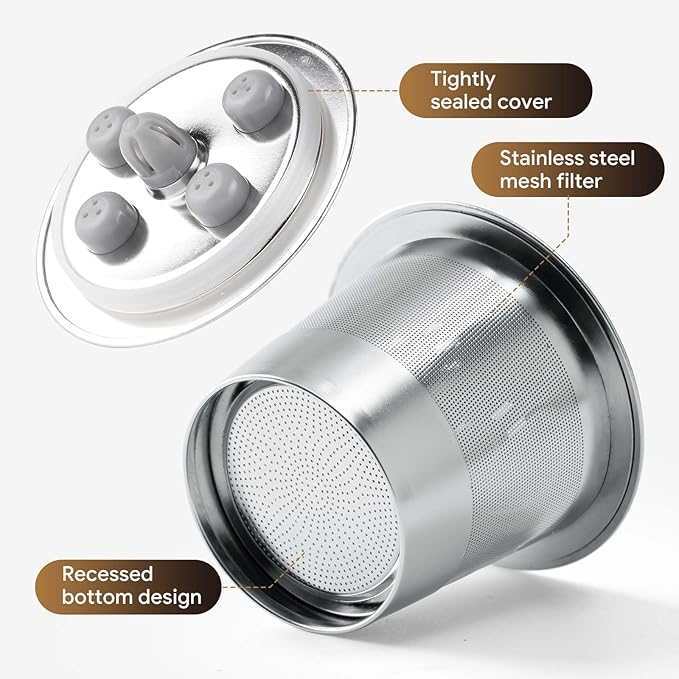 Stainless Steel Reusable K Cups for K-Supreme & K-Supreme Plus, Reusable K Cups Five Hole Universal K-eurig Refillable Coffee Pod Filter (4 Pack)