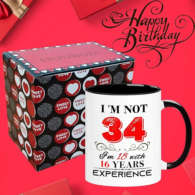 1991 34th Birthday Mug for Women Men, Turning 34 Year Old Birthday Gifts for Mom, Dad, Grandma, Grandpa, Wife, Husband, Daughter, Sister, Best Friends, Coworkers, Her, Him, 11oz Coffee Cup