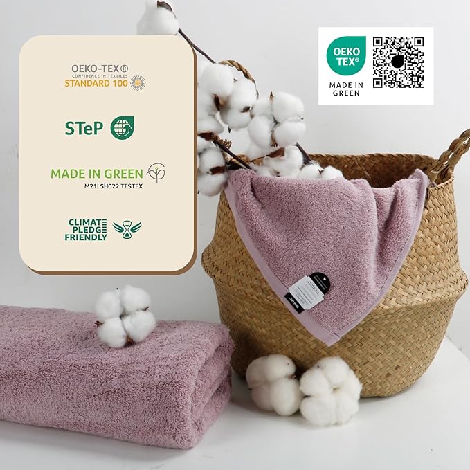 SEMAXE 4-Pack Luxury Bath Towels for Bathroom, 100% Cotton, Soft, Absorbent, and Quick-Drying, 55"x27", Purple, Perfect for Hotels, Gyms, and Spas