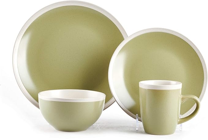 Rock Ridge Speckled Stoneware Dinnerware Set (16pc Set, Beryl and Ivory)