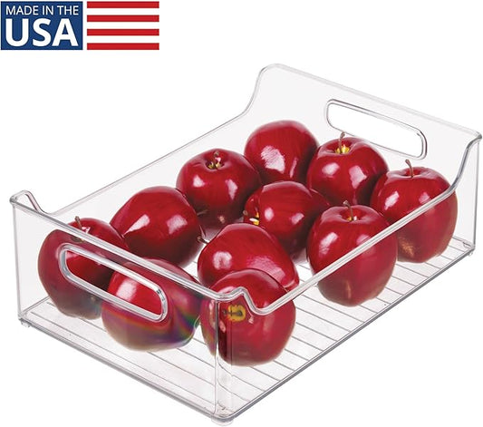 iDesign Stackable Storage Bin with Handles for Pantry or Fridge, Clear, Made in USA