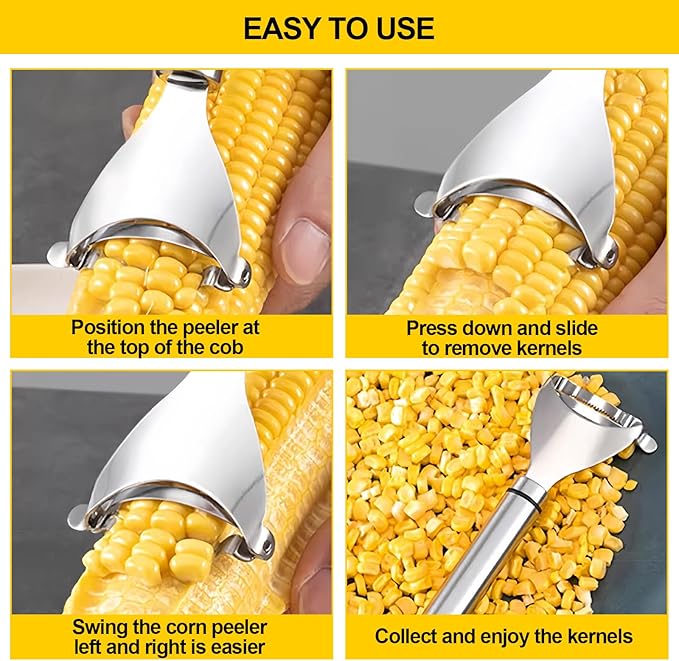 2 Pcs Corn Peeler, Corn Stripper Corn Cob Stripper Tool,Corn Stripper for Corn on the Cob Remover Tool,Corn Thresher with Ergonomic Handle,Kitchen Gadget