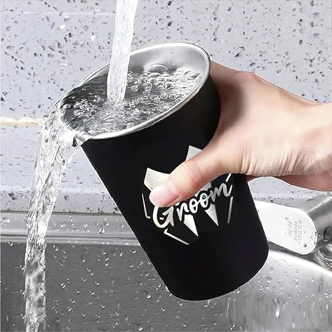 PartyGifts&beyond Groomsmen Gifts 7Pcs Groom Cups 16 Oz Groom Squad Cups for Bachelor Party Favors Stainless Steel Groomsmen Tumbler (LJ-Struggle)