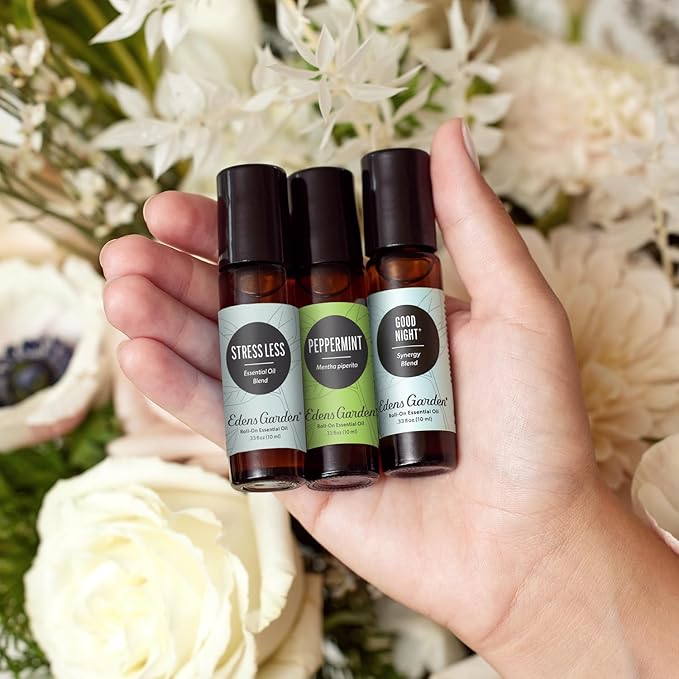 Edens Garden Essential Oil Roll-On 3 Set, 100% Pure Therapeutic Grade & Natural Aromatherapy Roller Blends For Relaxation, Sleep & Skin Care Oils - For Massage, Body & Self Care, 10 ml Roll-On/ 3 Pack