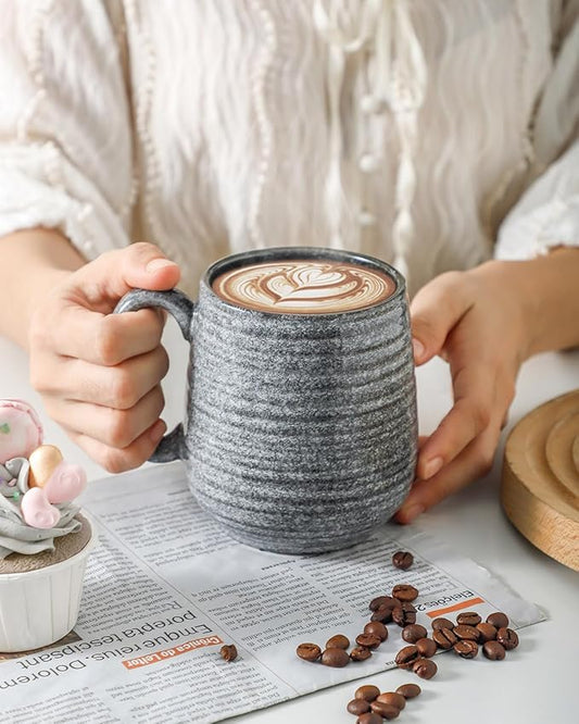 Hasense Large Coffee Mug, 20 oz Porcelain Coffee Cup with Big Handle Easy to Hold, Big Coffee Mug for Latte Coffee Tea Soup as Friend Gifts, Dishwasher and Microwave Safe, 1 PCS (Dark Grey)