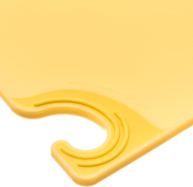 San Jamar Saf-T-Grip Plastic Cutting Board with Safety Hook, 9" x 12" x 0.375", Yellow