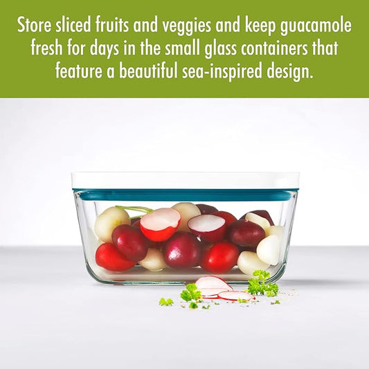 ZWILLING Fresh & Save Airtight Glass Food Storage Containers with Lids, Meal Prep Containers, Medium, La Mer