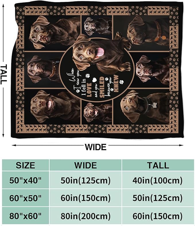 Labrador Blanket Gifts for Girls Boys Chocolate Lab Dog Lovers Throw Blankets Cozy Plush Fleece America Flag Flannel Fuzzy 80"X60"