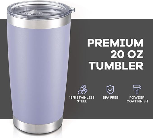 20 oz Tumbler with Lid Stainless Steel Insulated Tumblers Bulk Double Wall Vacuum Cups Powder Coated Travel Mug Keep Drinks Cold and Hot, Cosmic Lilac, 4 Pack