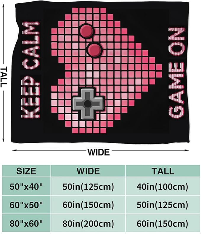 Gaming Blanket Gifts for Girls Boys Gamer Throw Blankets Cozy Plush Fleece Video Game Decor Flannel Fuzzy for Kids 80"X60"