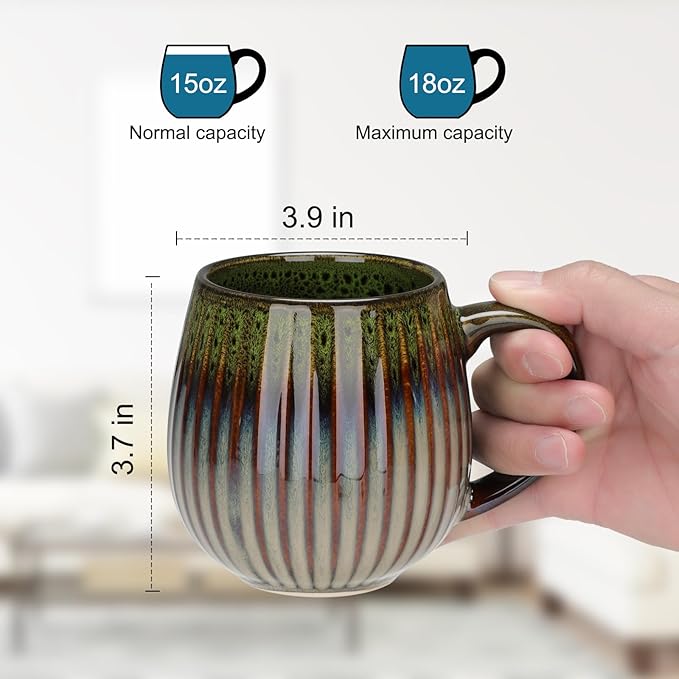CosyCorner Ceramic Coffee Mug, 17 oz Large Coffee Cups for Home and Office, Ceramic Cup for Coffee & Tea(B)