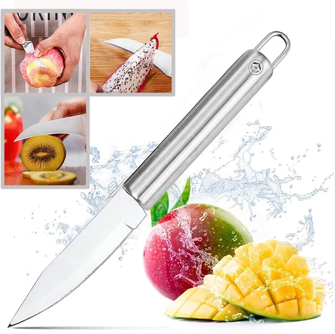 NewlineNY Stainless Steel Kitchen Tools: Zester Grater with Channel Knife, Apple Cupcake Corer, Fruit and Melon Scooper, Fruit & Veggie cutting knife, 4 Pcs Set
