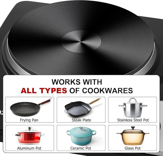 Hot Plate, CUSIMAX Electric Burners for Cooking, 1800W Double Burner, Hot Plates for Countertop Burner, Portable Cast Iron Hot Plates with Dual Adjustable Temperature, Easy to Clean