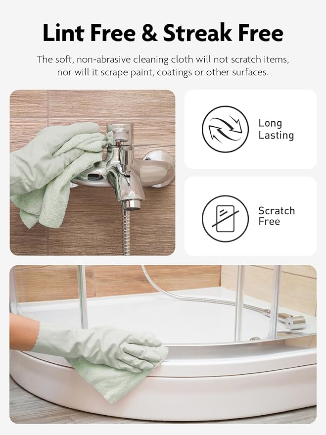 Fantasticlean Microfiber Cleaning Cloth Roll -75 Pack, Tear Away Microfiber Towels, 12" x 12", Reusable, Washable, Scratch Free, Ultra Absorbent Dishcloth for Home Supplies, Car, Pet (Moss Green)