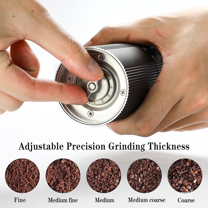 Portable Coffee Grinder Electric Burr Coffee Grinder with 45 Adjustable Settings, Rechargeable Coffee Grinders for Espresso, Travel, Camping and Office (Black)