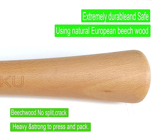 16"Heavy Cabbage Pounder Natural Beech Wood for Fermentation Crocks and Mason Jars Sauerkraut pounder/Tamper for Packing Down Fermented Foods like Kimchi