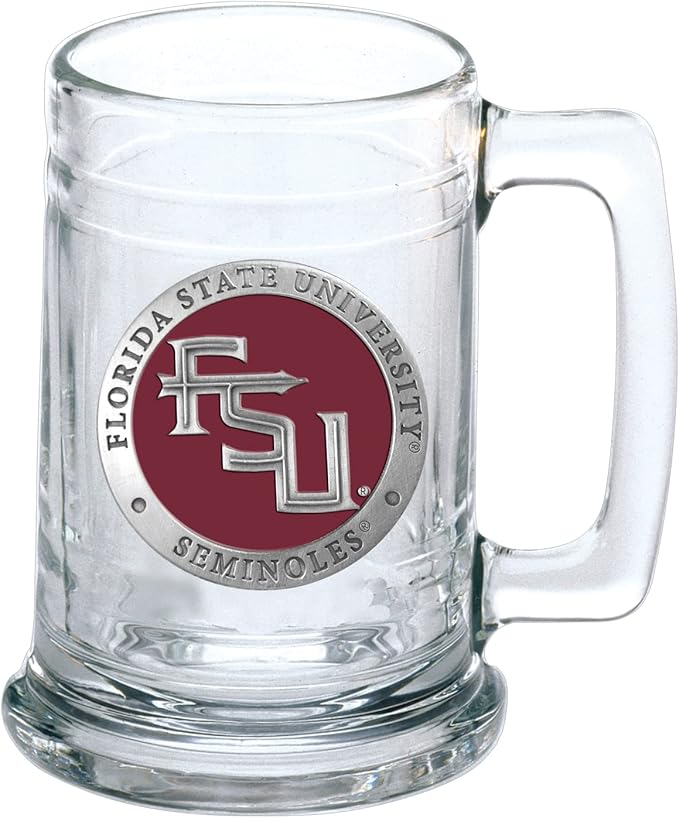 Heritage Pewter Florida State Beer Stein Glass | 15 Ounce German-Style Beer Glass | Intricately Crafted Metal Pewter Alma Mater Inlay