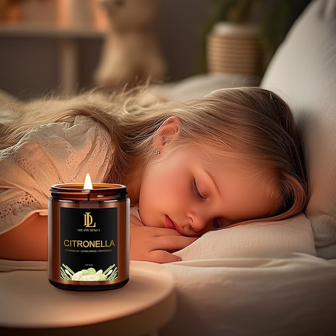 Citronella Candles Outdoor, Citronella Scented Candle, Natural Soy Wax Candle for Summer Outside Garden Camping Patio Picnic, 7oz