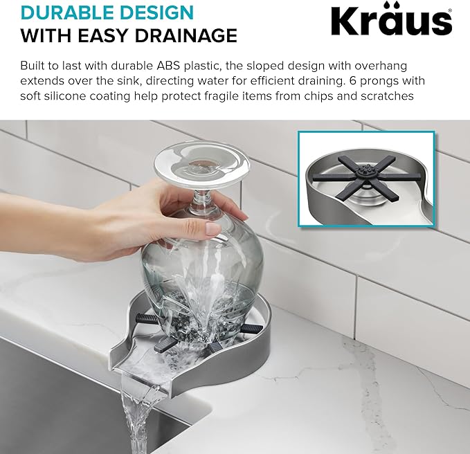 KRAUS CleanMate Glass Rinser for Kitchen Sink in Spot-Free Stainless Steel Color Finish, KGR-500SFS