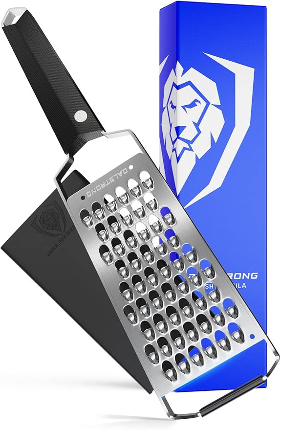 Dalstrong Professional Wide Cheese Grater - Extra Coarse - #304 Stainless Steel Blade - G10 Handle Kitchen Shredder - w/Blade Guard - Fruits & Vegetables, Hard Cheese, Chocolate - NSF Certified