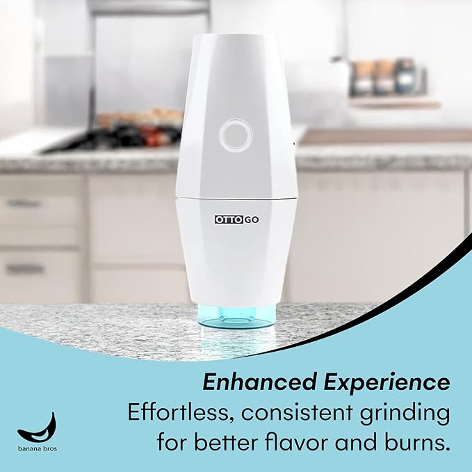 Banana Bros OTTO GO Electric Smart Spice Grinder - Automatic Herb Grinder with Smart AI Technology - Rechargeable via USB - Portable Milling for Dry Herbs and Spices - White - No Carrying Case