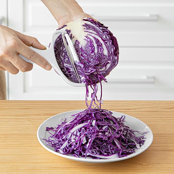 Upgrade 2 pack Veggie cabbage shredder for coleslaw stainless steel cucumber carrot Potato peeler grater slicer,Kitchen gadgets (white)