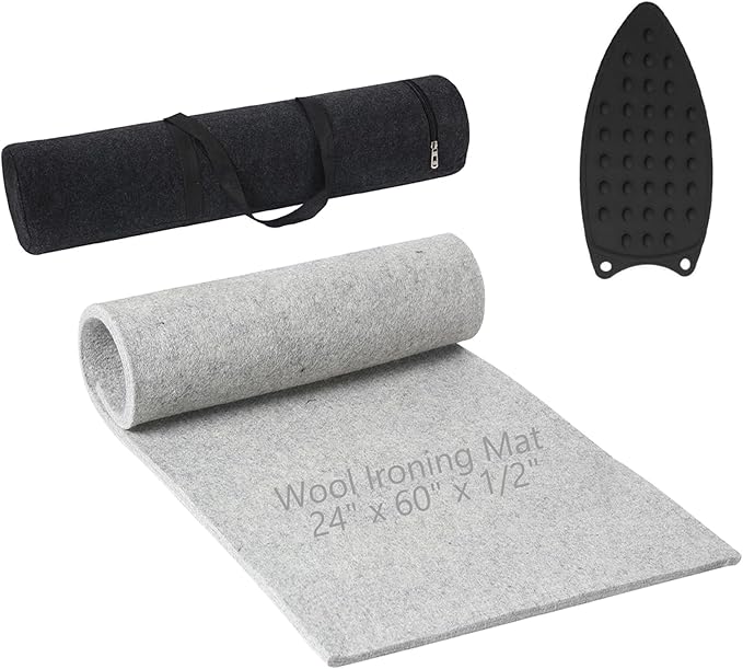 Wool Pressing Mat for Quilting, 24" X 60" Portable Wool Ironing Mat 100% Felted Wool Iron Board for Quilters, Great for Quilting & Sewing Projects