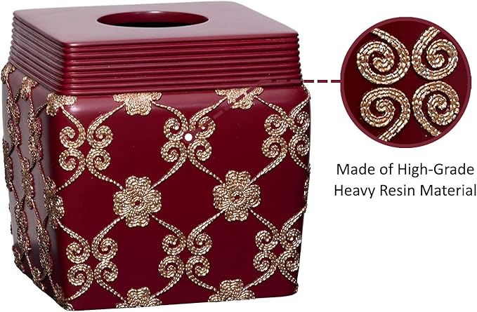Zahari Home 2pc Elegant Rose Luxury Bathroom Accessories Set Modern Shower Basket & Tissue Box Classic Luxury Contemporary Decor Beautiful Unique Design Stylish Bathroom Accessories Set