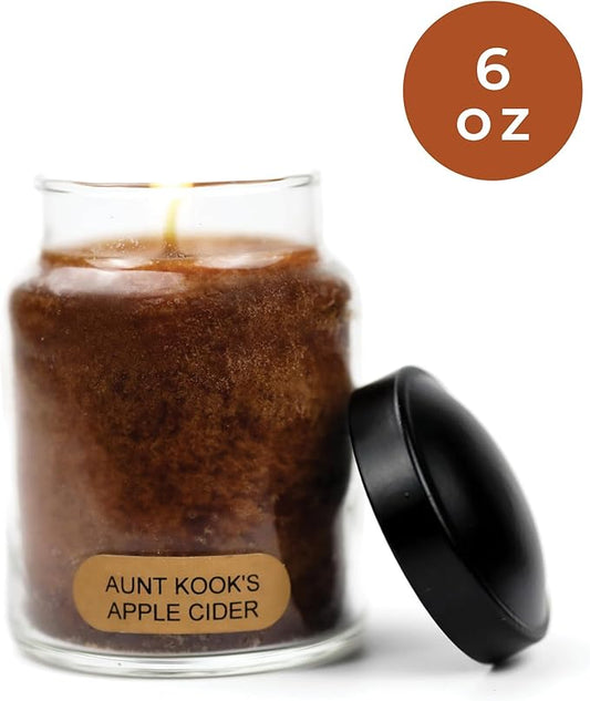 A Cheerful Giver - Aunt Kook's Apple Cider Baby Scented Glass Jar Candle (6oz) with Lid & True to Life Fragrance Made in USA