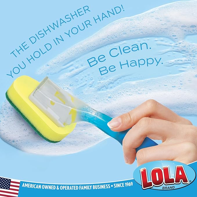 LOLA Soap Dispenser Dish Wand Sponge Head Refills, 2 Pack, Super Absorbent Scrubber, Non-Scratch, for Cleaning Dishes, Sinks and Cookware
