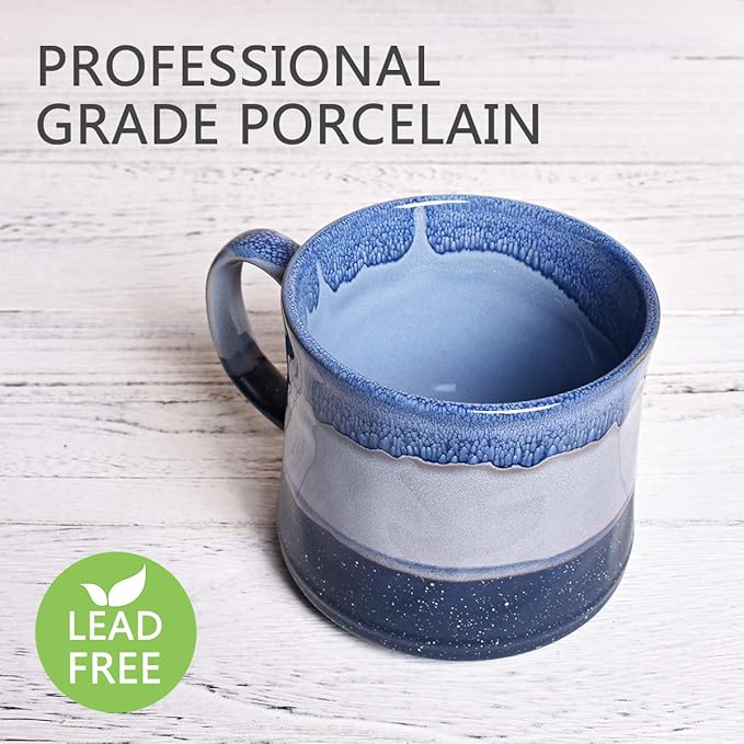 Bosmarlin Large Ceramic Coffee Mug, Big Tea Cup for Office and Home, 21 Oz, Dishwasher and Microwave Safe, 1 PCS… (Blue)