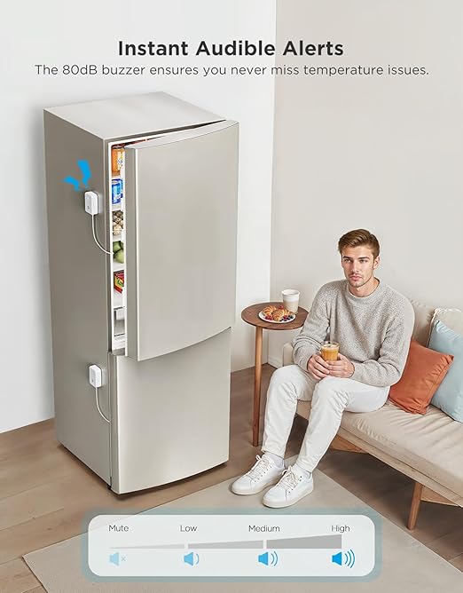 GoveeLife WiFi Refrigerator Thermometer with Alarm, Wireless Digital Freezer Temperature Gauge with App, 2 Years Free Data Export, for Home Kitchen Fridge Hot Tub 2 Pack(Only Support 2.4G Wi-Fi)