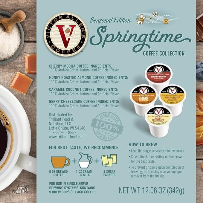 Victor Allen's Coffee Springtime Coffee Variety Pack, Medium Roast, 36 Count, Single Serve Coffee Pods for Keurig K-Cup Brewers