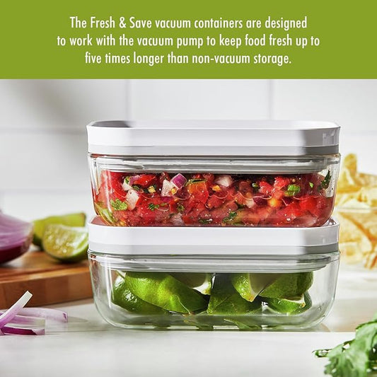 ZWILLING Fresh & Save 2-Piece Small Glass Vacuum Sealer Food Storage Containers with Airtight Lids