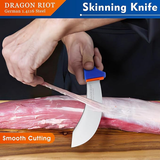 DRAGON RIOT 6 Inch Skining Knives, Beef Skinning Knife for Meat Cutting Stainless Steel Meat Butcher Processing Knife
