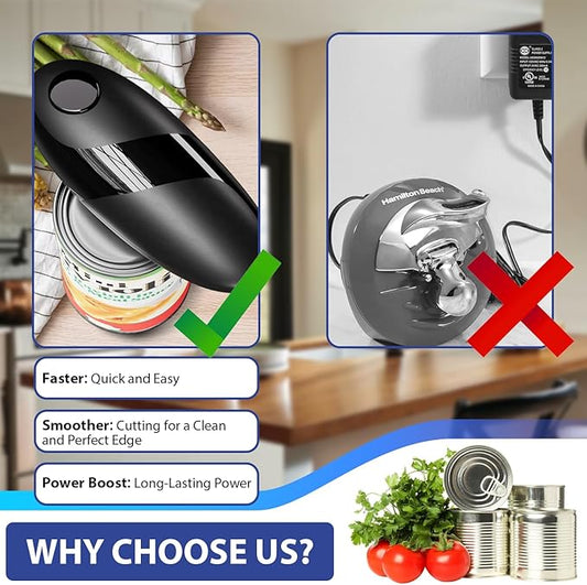 Electric Can Opener for Seniors - One Touch Automatic Kitchen Gadget, Smooth Edge Design for Safety & Arthritis-Friendly Use, Works with All Can Sizes