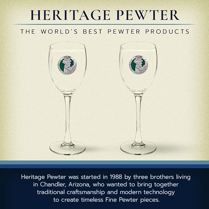Heritage Pewter Irish Fighter Glass Goblets β Set of 2 | 12 OZ Goblet Wine Glasses | Expertly Crafted Pewter Glass